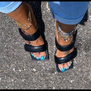 Black Velcro Strap Heels